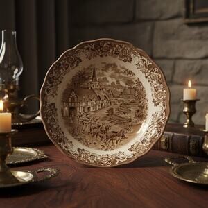 Antique Brown Transferware Bowl-J&G Meakin-Stratford Stage-Old Ironstone-English